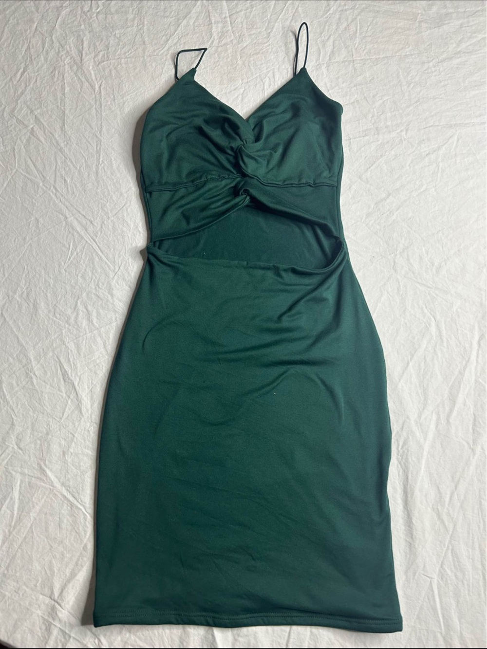 Windsor Dark Green Twist-Front Mini Dress